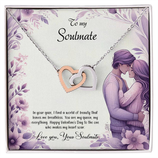 Valentine-st25b Interlocking Hearts neck, Gift to My Soulmate with Message Card