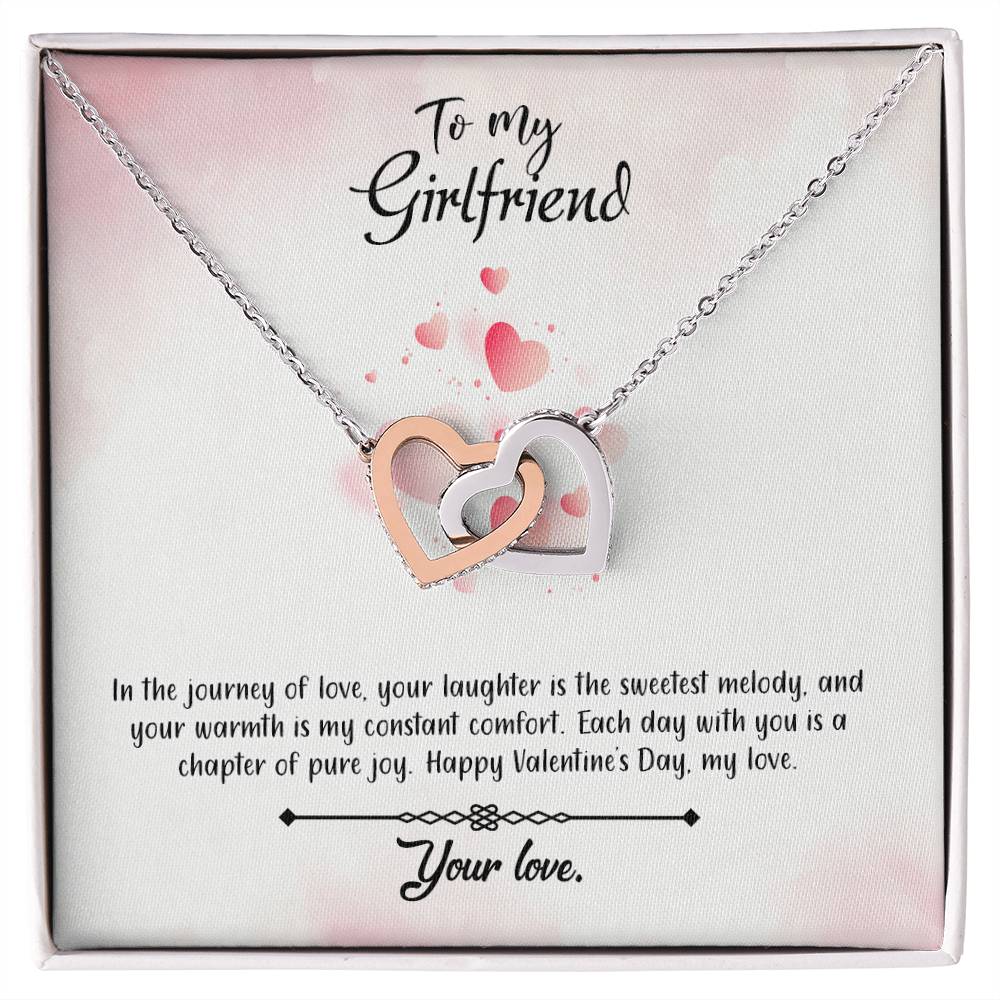 valentine-12c Interlocking Hearts Necklace, Gift to my Girlfriend with Beautiful Message Card