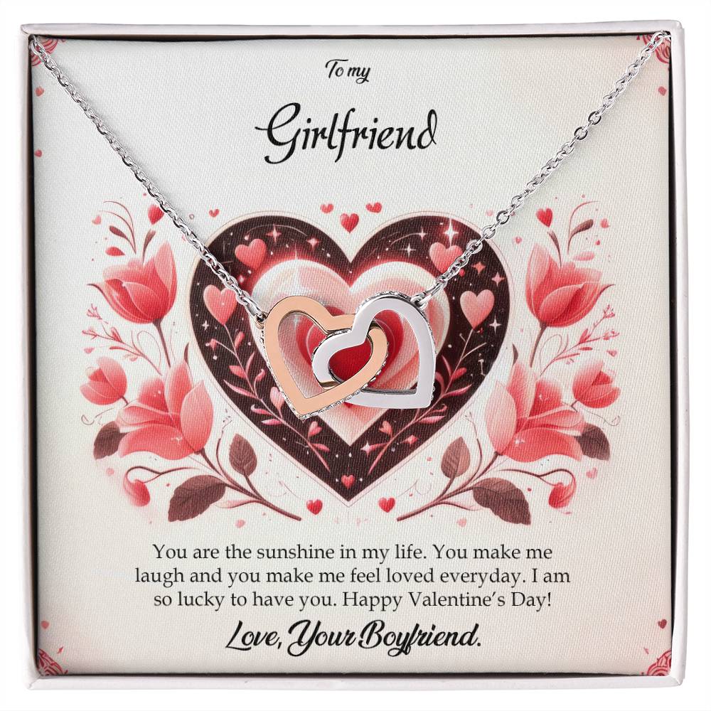 Valentine-st5c Interlocking Hearts Necklace, Gift to my Girlfriend with Beautiful Message Card