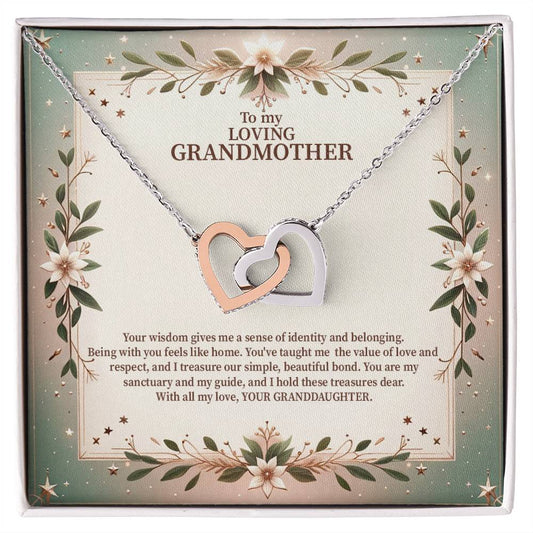 4049b Interlocking Hearts Necklace, Gift to my Grandma with Beautiful Message Card