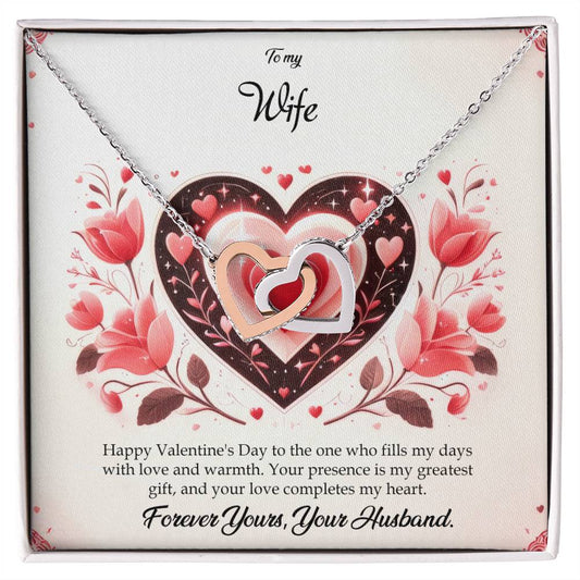 Valentine-st5a Interlocking Hearts Necklace, Gift to my Wife with Beautiful Message Card