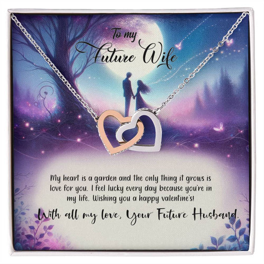 Valentine-st19d Interlocking Hearts Necklace, Gift to my Future Wife with Beautiful Message Card