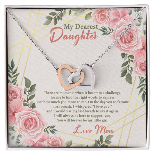 4021b Interlocking Hearts neck, Gift to my Daughter with Beautiful Message Card