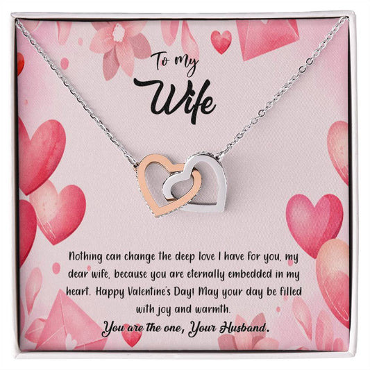 valentine-37a Interlocking Hearts Necklace, Gift to my Wife with Beautiful Message Card