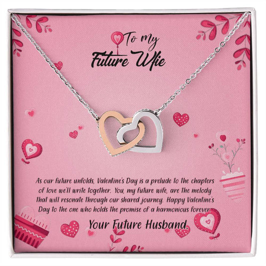 valentine-16d Interlocking Hearts Necklace, Gift to my Future Wife with Beautiful Message Card