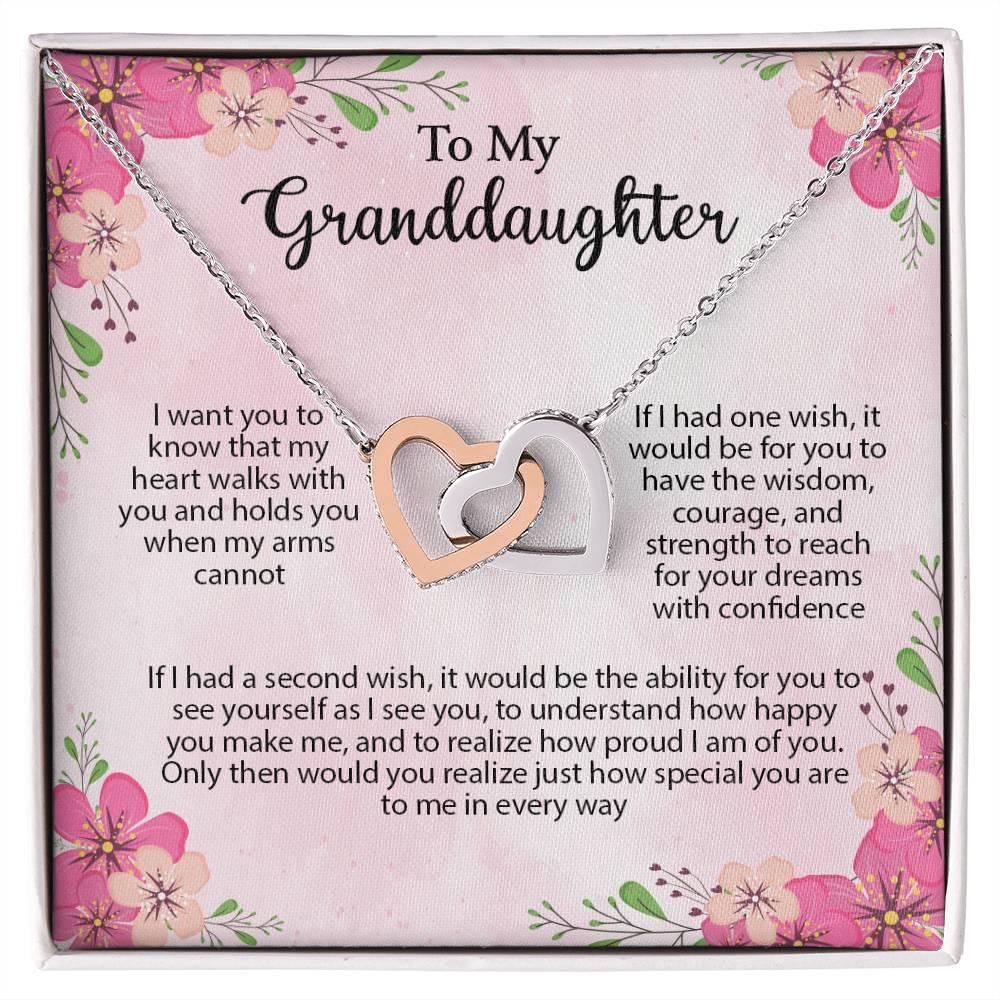 4035 Interlocking Hearts Necklace, Gift to My Granddaughter , with beautiful message card