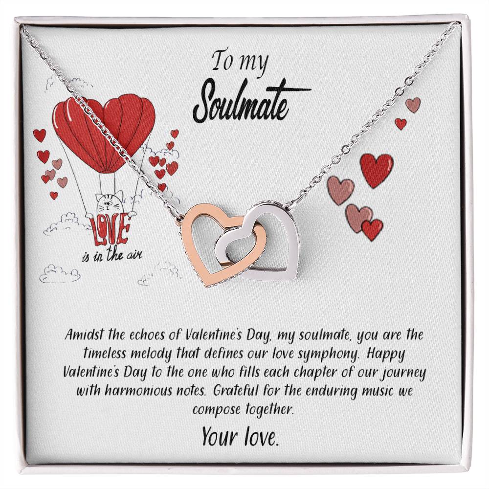 valentine-24b Interlocking Hearts neck, Gift to My Soulmate with Message Card