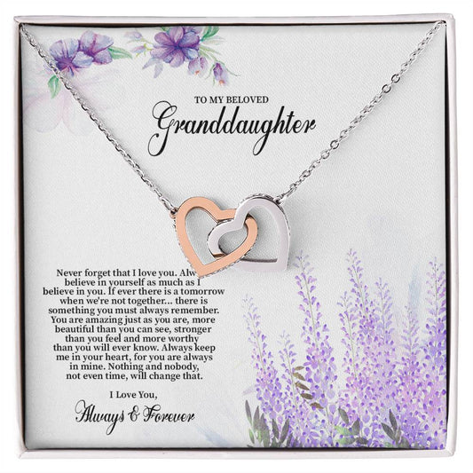 4030 (b) Interlocking Hearts Necklace, Gift to My Granddaughter , with beautiful message card