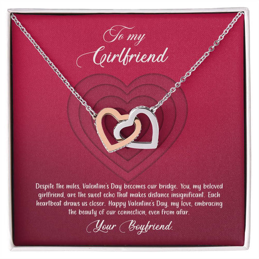 valentine-9c Interlocking Hearts Necklace, Gift to my Girlfriend with Beautiful Message Card