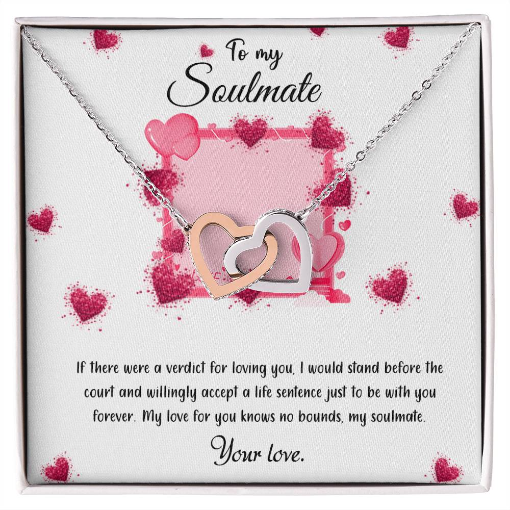 valentine-32c Interlocking Hearts Necklace, Gift to my Girlfriend with Beautiful Message Card