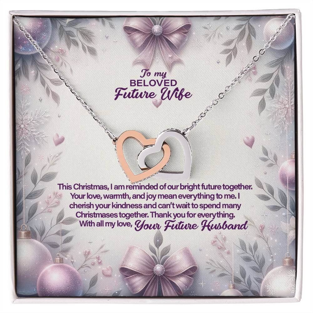 4053c Interlocking Hearts Necklace, Gift to my Future Wife with Beautiful Message Card