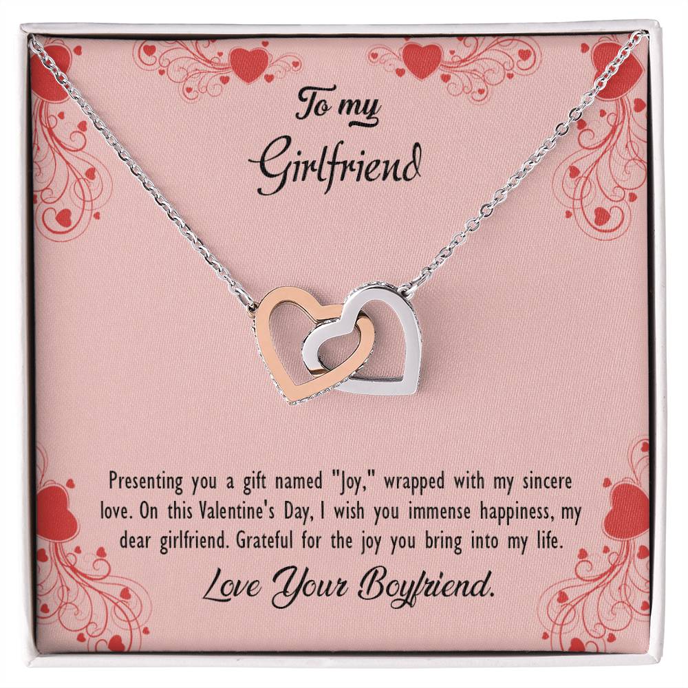 valentine-29c Interlocking Hearts Necklace, Gift to my Girlfriend with Beautiful Message Card