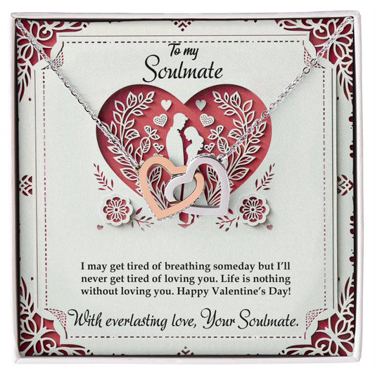 Valentine-st16b Interlocking Hearts neck, Gift to My Soulmate with Message Card