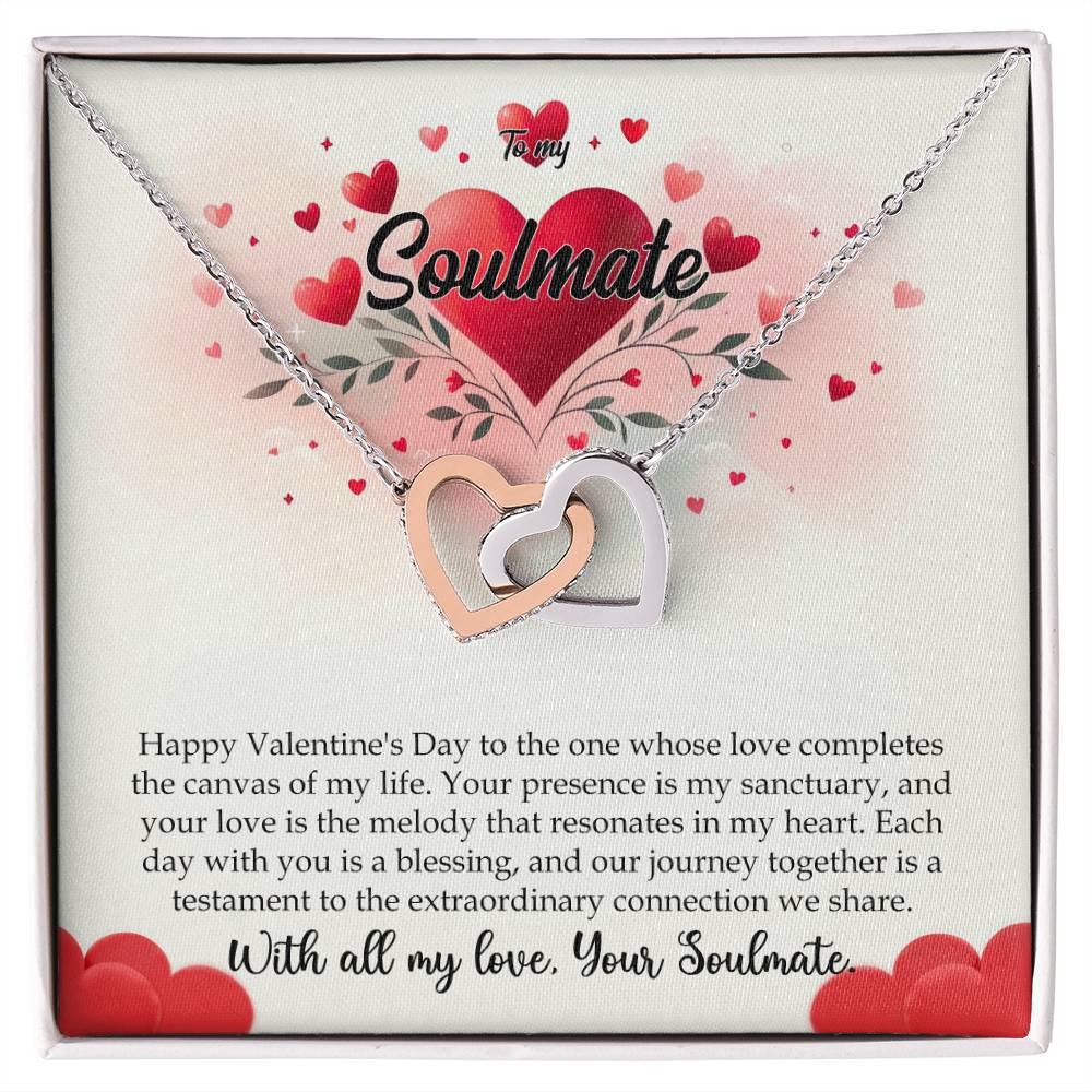 Valentine-st11b Interlocking Hearts neck, Gift to My Soulmate with Message Card