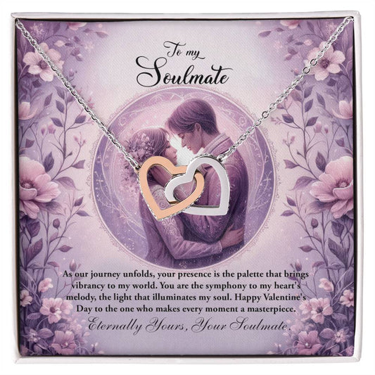 Valentine-st26b Interlocking Hearts neck, Gift to My Soulmate with Message Card