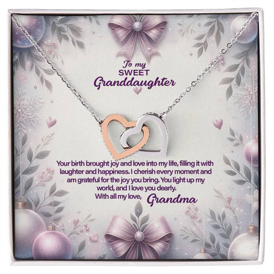 4053a Interlocking Hearts Necklace, Gift to My Granddaughter , with beautiful message card