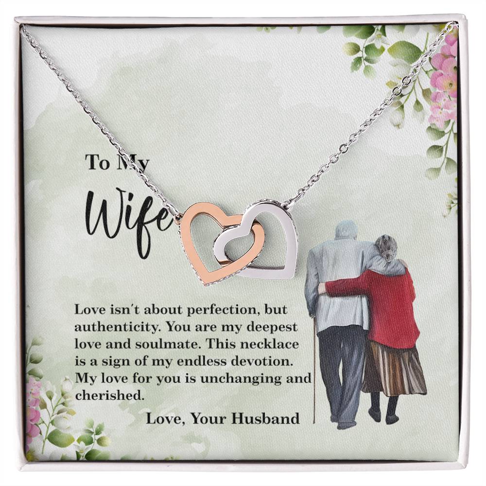 4028b Interlocking Hearts neck, Gift to my Wife with Beautiful Message Card