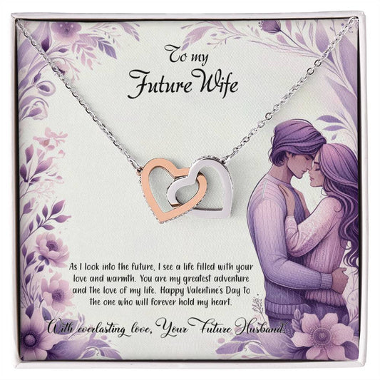 Valentine-st25d Interlocking Hearts Necklace, Gift to my Future Wife with Beautiful Message Card