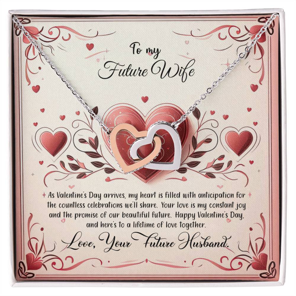 Valentine-st12d Interlocking Hearts Necklace, Gift to my Future Wife with Beautiful Message Card