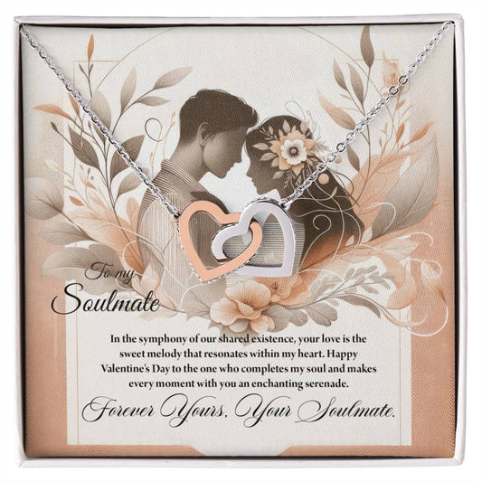 Valentine-st28b Interlocking Hearts neck, Gift to My Soulmate with Message Card