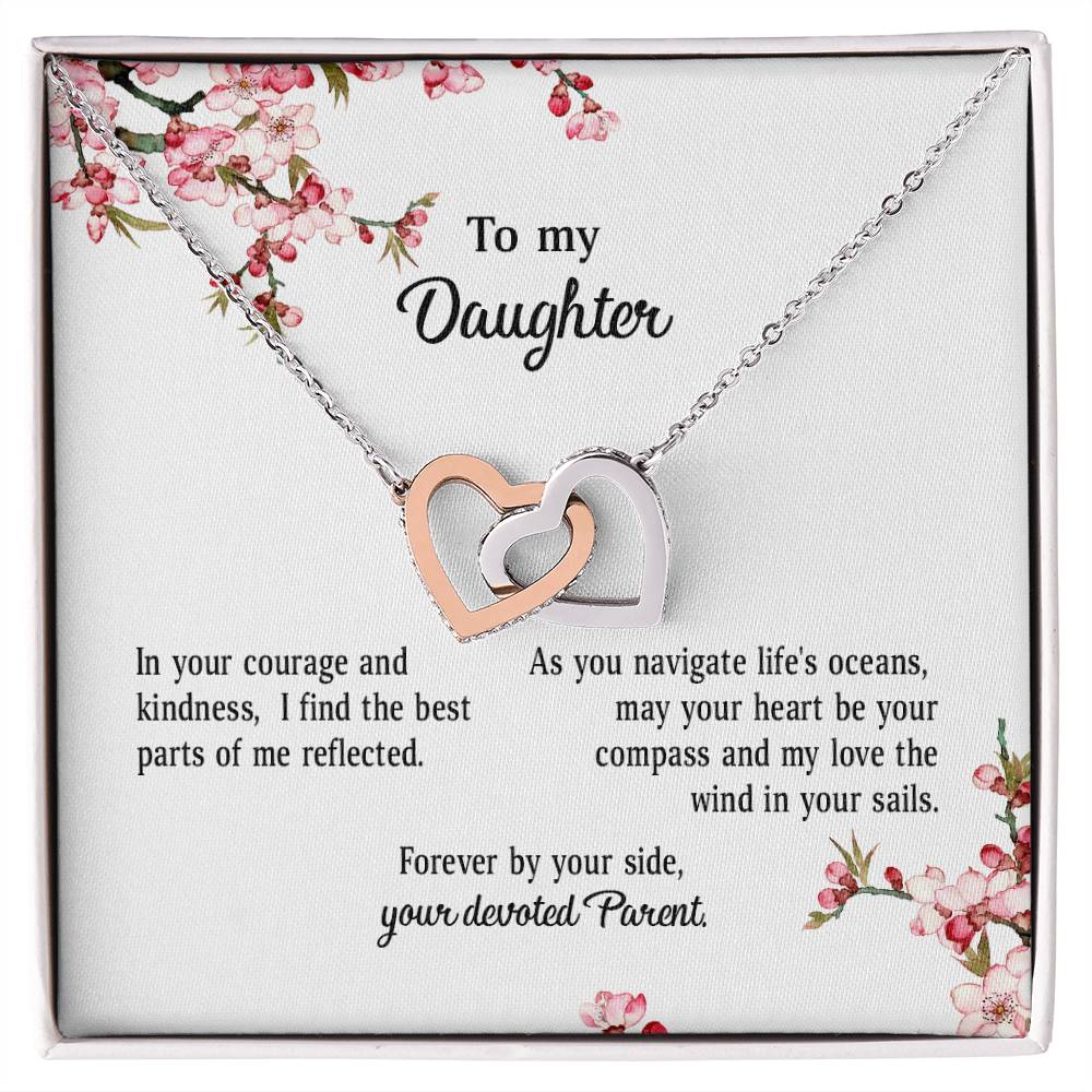 4039a Interlocking Hearts Necklace, Gift to my Daughter with Beautiful Message Card