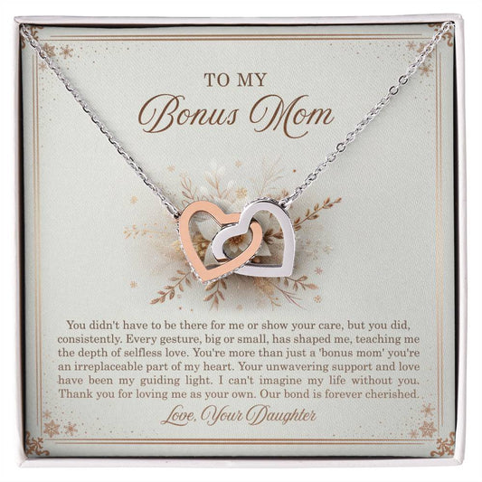 95318 a Interlocking Hearts Necklace, Gift to my Stepmom with Beautiful Message Card