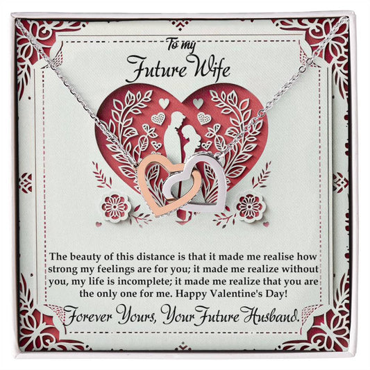 Valentine-st16d Interlocking Hearts Necklace, Gift to my Future Wife with Beautiful Message Card