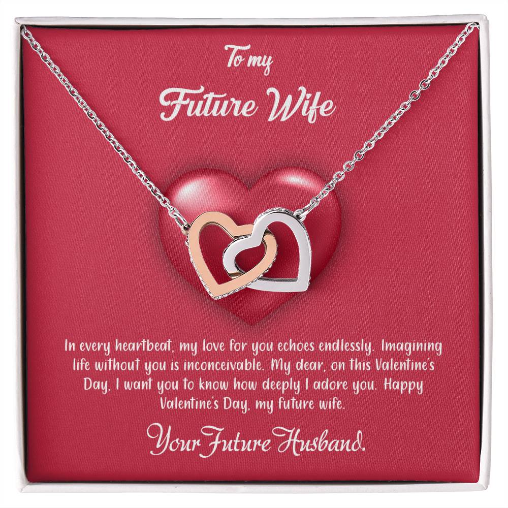 valentine-35d Interlocking Hearts Necklace, Gift to my Future Wife with Beautiful Message Card