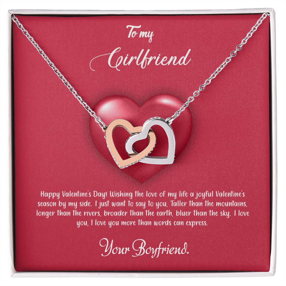 valentine-35c Interlocking Hearts Necklace, Gift to my Girlfriend with Beautiful Message Card