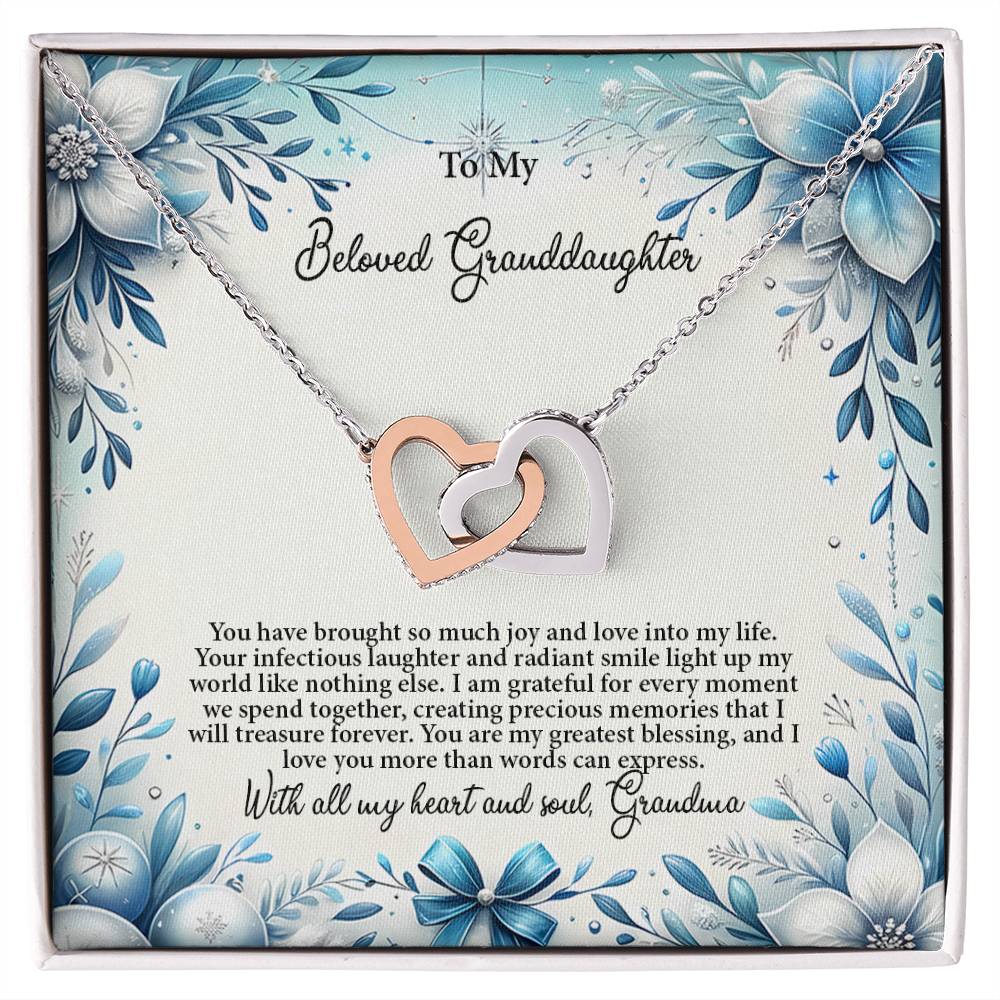 4050a Interlocking Hearts Necklace, Gift to My Granddaughter , with beautiful message card