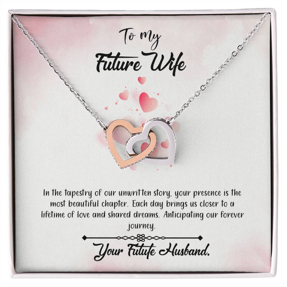 valentine-12d Interlocking Hearts Necklace, Gift to my Future Wife with Beautiful Message Card