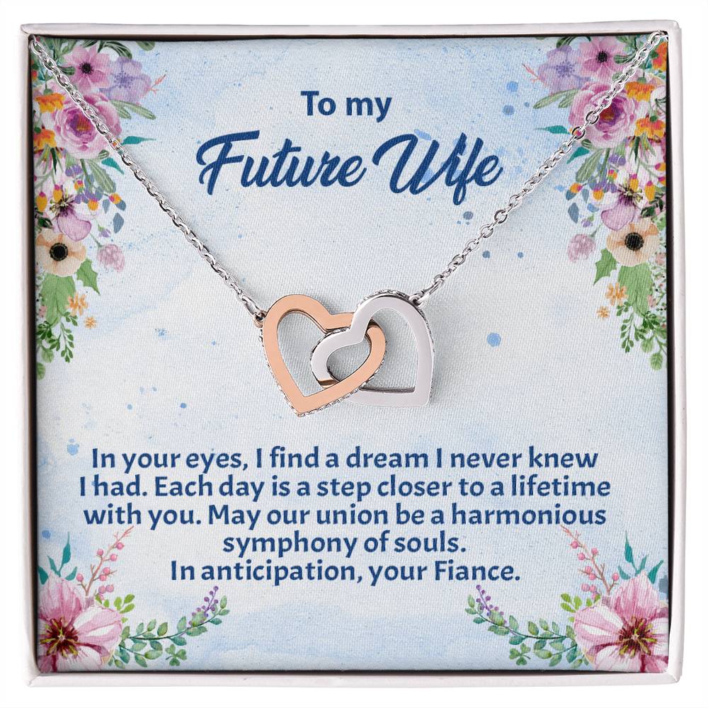 4038c Interlocking Hearts Necklace, Gift to my Future Wife with Beautiful Message Card