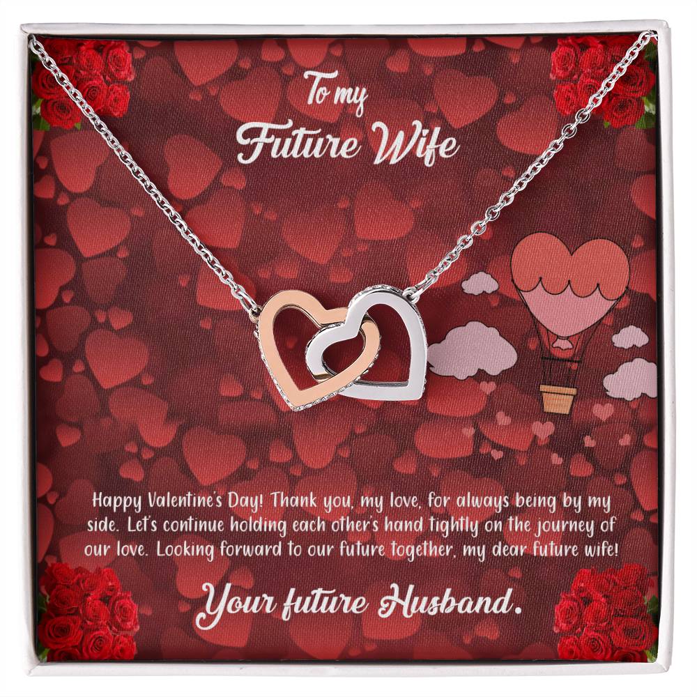 valentine-27d Interlocking Hearts Necklace, Gift to my Future Wife with Beautiful Message Card