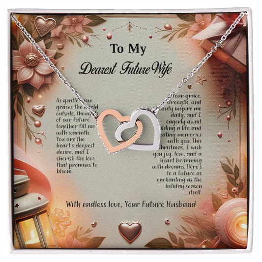 4044b Interlocking Hearts Necklace, Gift to my Future Wife with Beautiful Message Card