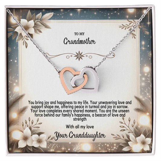 4055(b) Interlocking Hearts Necklace, Gift to my Grandma with Beautiful Message Card