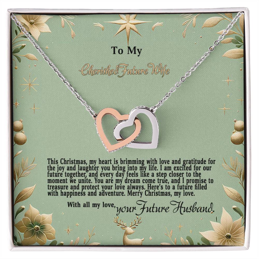 4047c Interlocking Hearts Necklace, Gift to my Future Wife with Beautiful Message Card