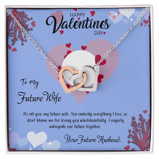 valentine-30d Interlocking Hearts Necklace, Gift to my Future Wife with Beautiful Message Card