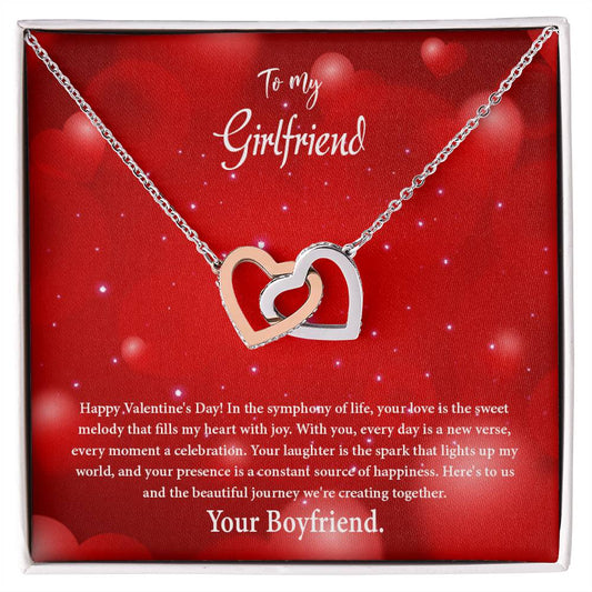 valentine-34c Interlocking Hearts Necklace, Gift to my Girlfriend with Beautiful Message Card