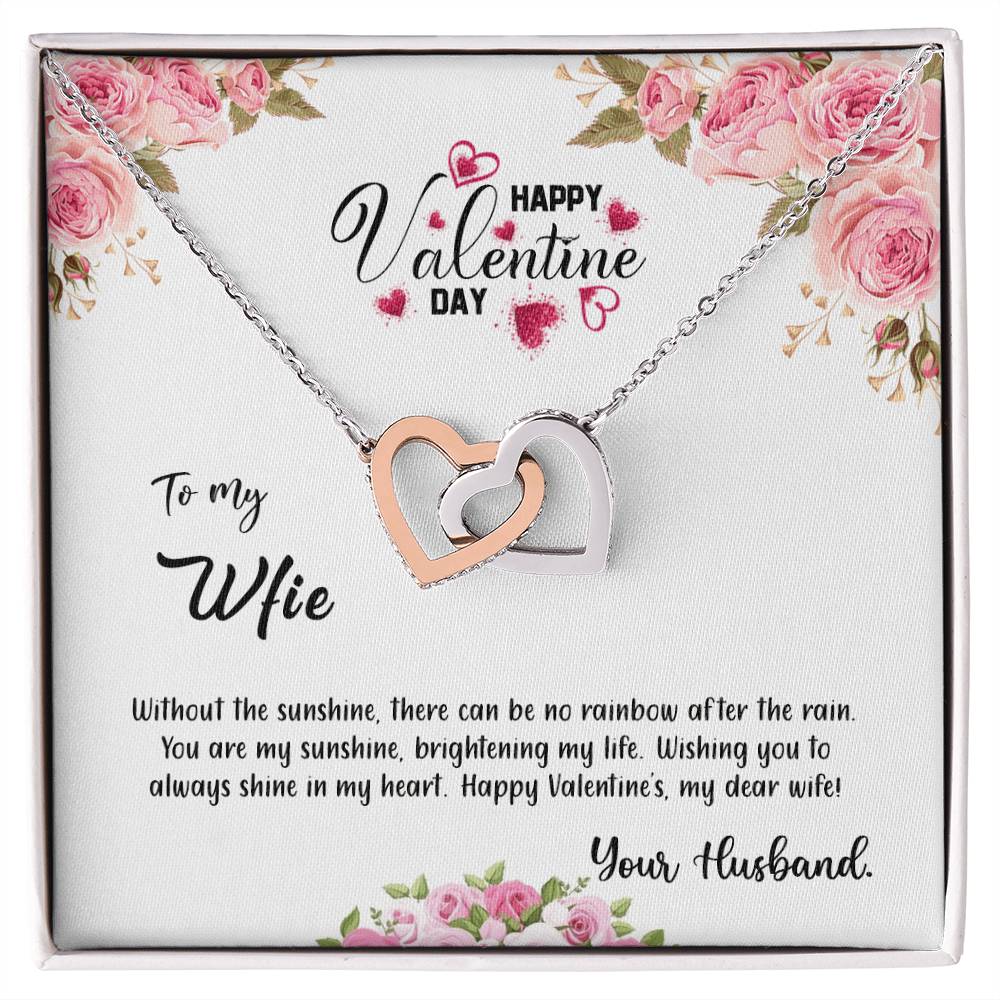 valentine-31a Interlocking Hearts Necklace, Gift to my Wife with Beautiful Message Card