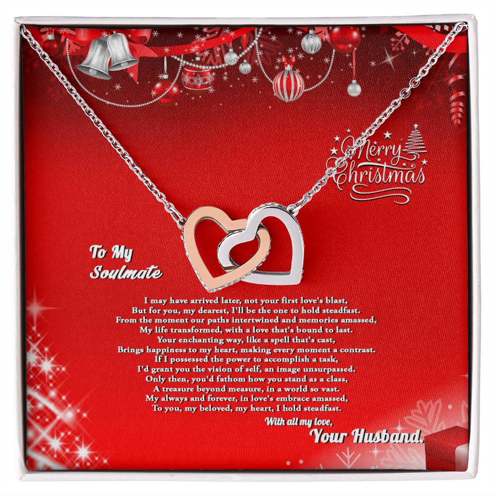 4007a Interlocking Hearts neck, Gift to My Soulmate with Message Card