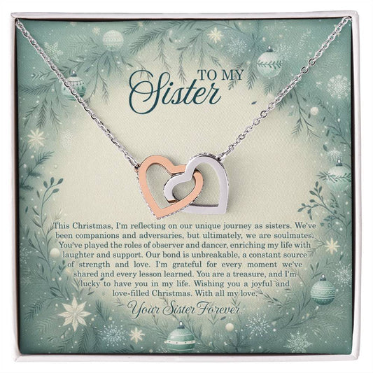 95320c Interlocking Hearts Necklace, Gift to my Sister with Beautiful Message Card