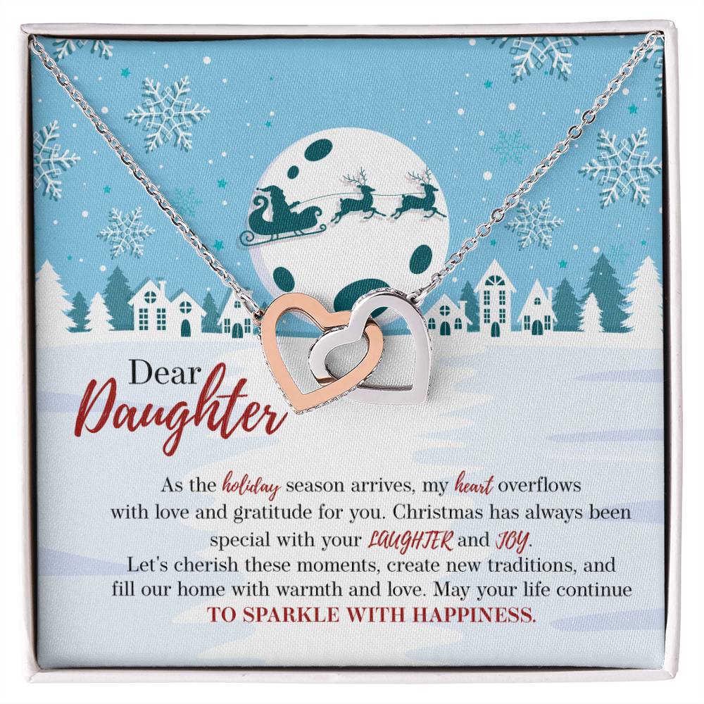 94386 Interlocking Hearts Necklace, Gift to my Daughter with Beautiful Message Card