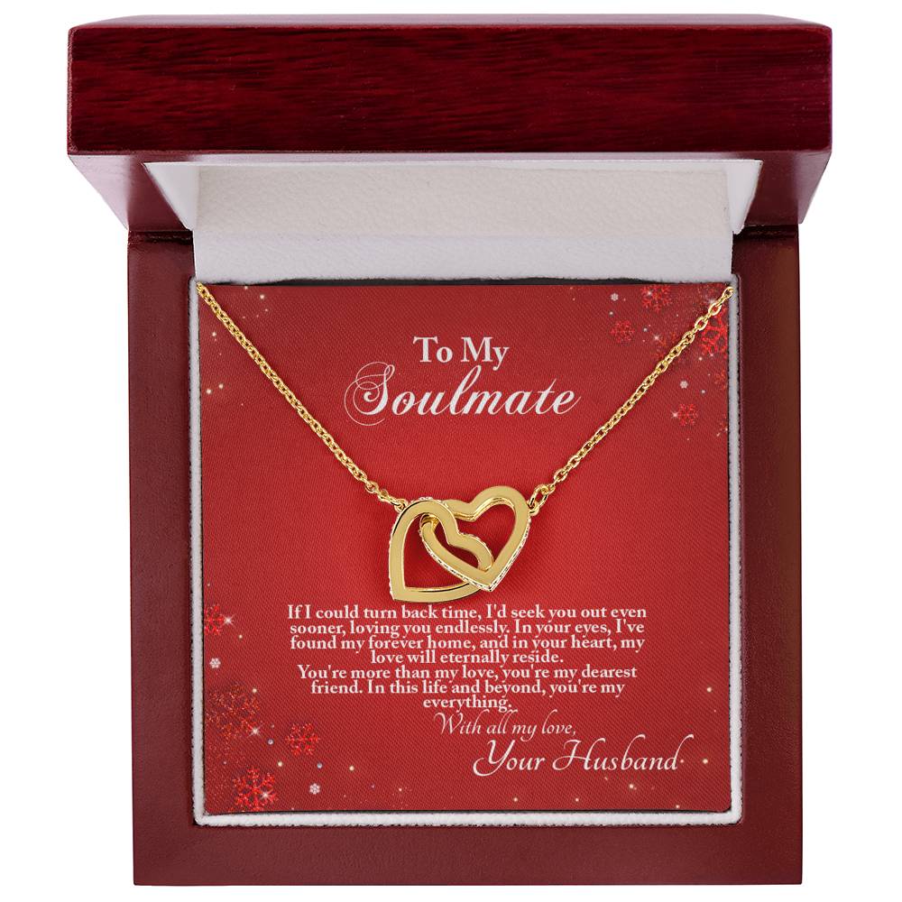 4005a Interlocking Hearts neck, Gift to My Soulmate with Message Card