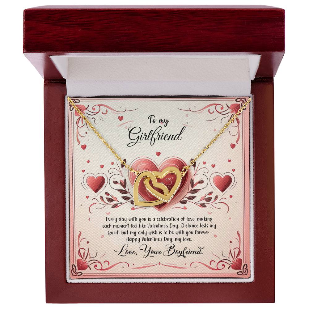 Valentine-st12c Interlocking Hearts Necklace, Gift to my Girlfriend with Beautiful Message Card