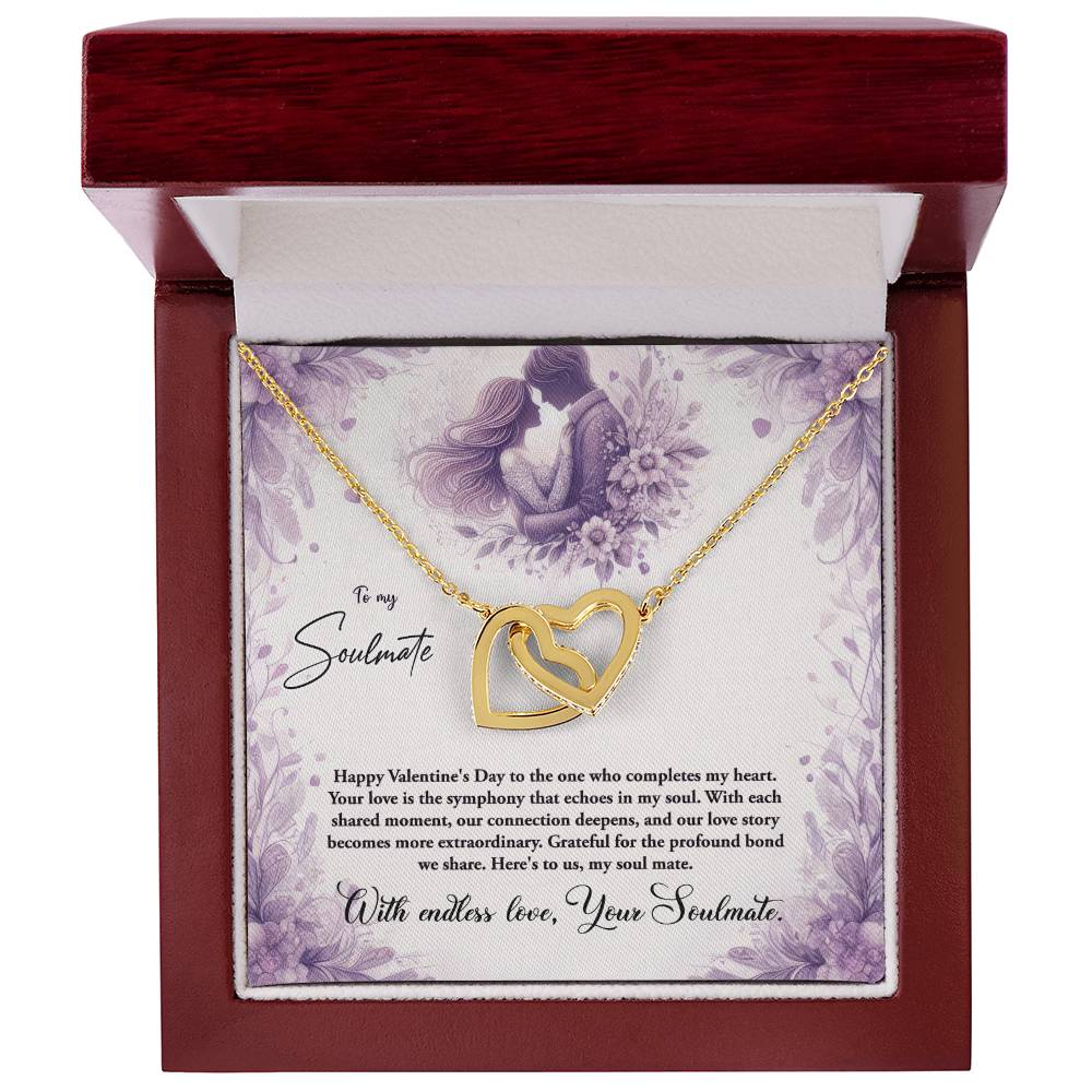 Valentine-st10b Interlocking Hearts neck, Gift to My Soulmate with Message Card