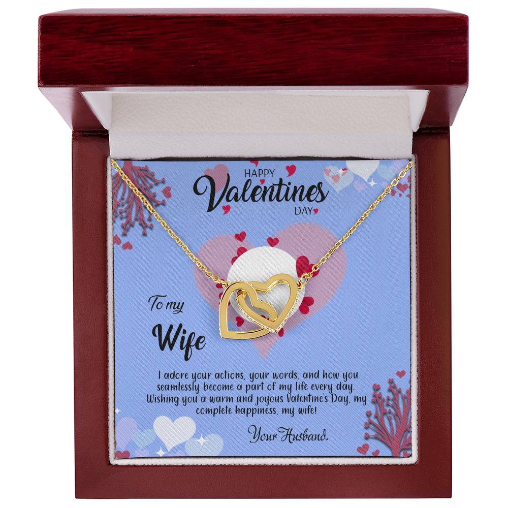 valentine-30a Interlocking Hearts Necklace, Gift to my Wife with Beautiful Message Card