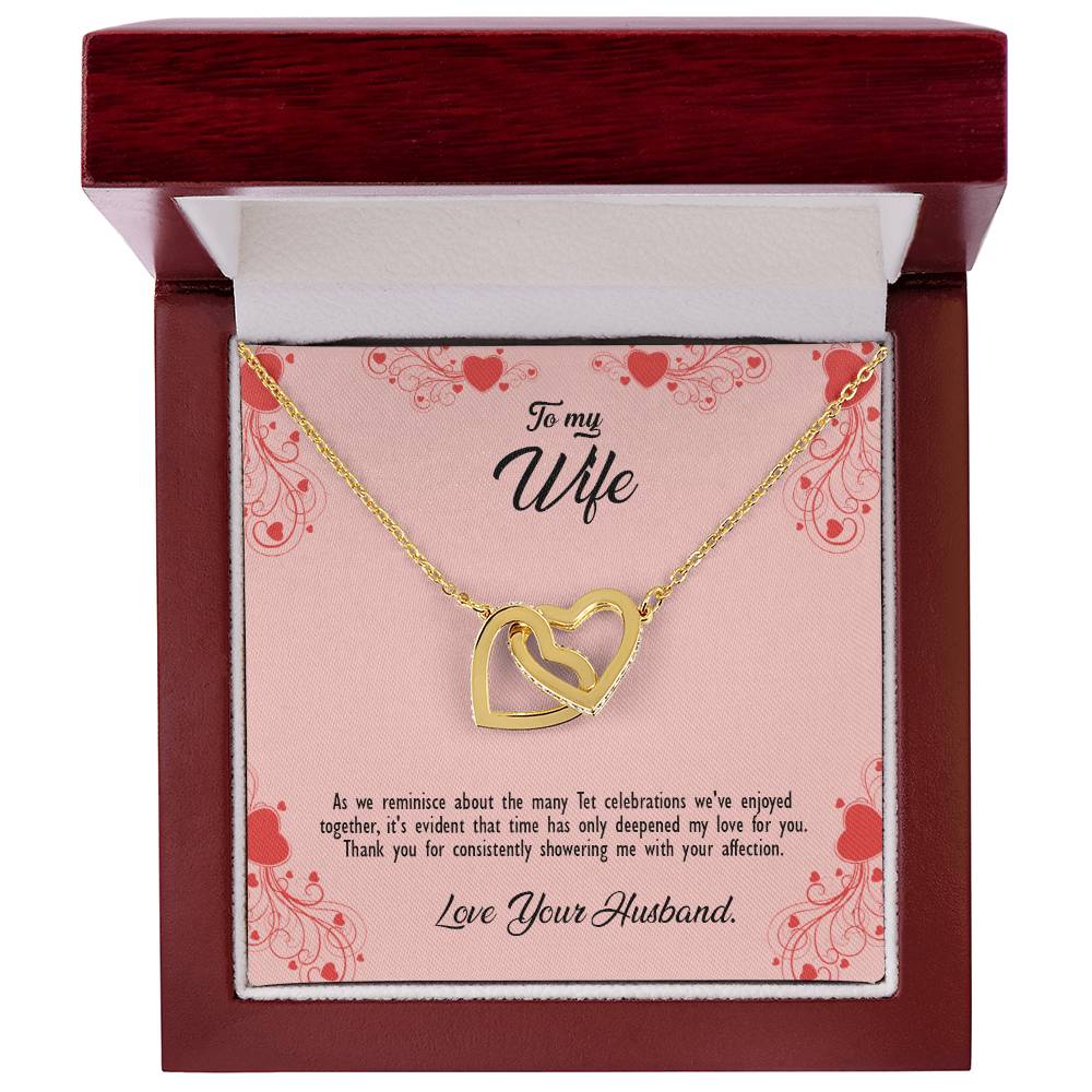 valentine-29a Interlocking Hearts Necklace, Gift to my Wife with Beautiful Message Card