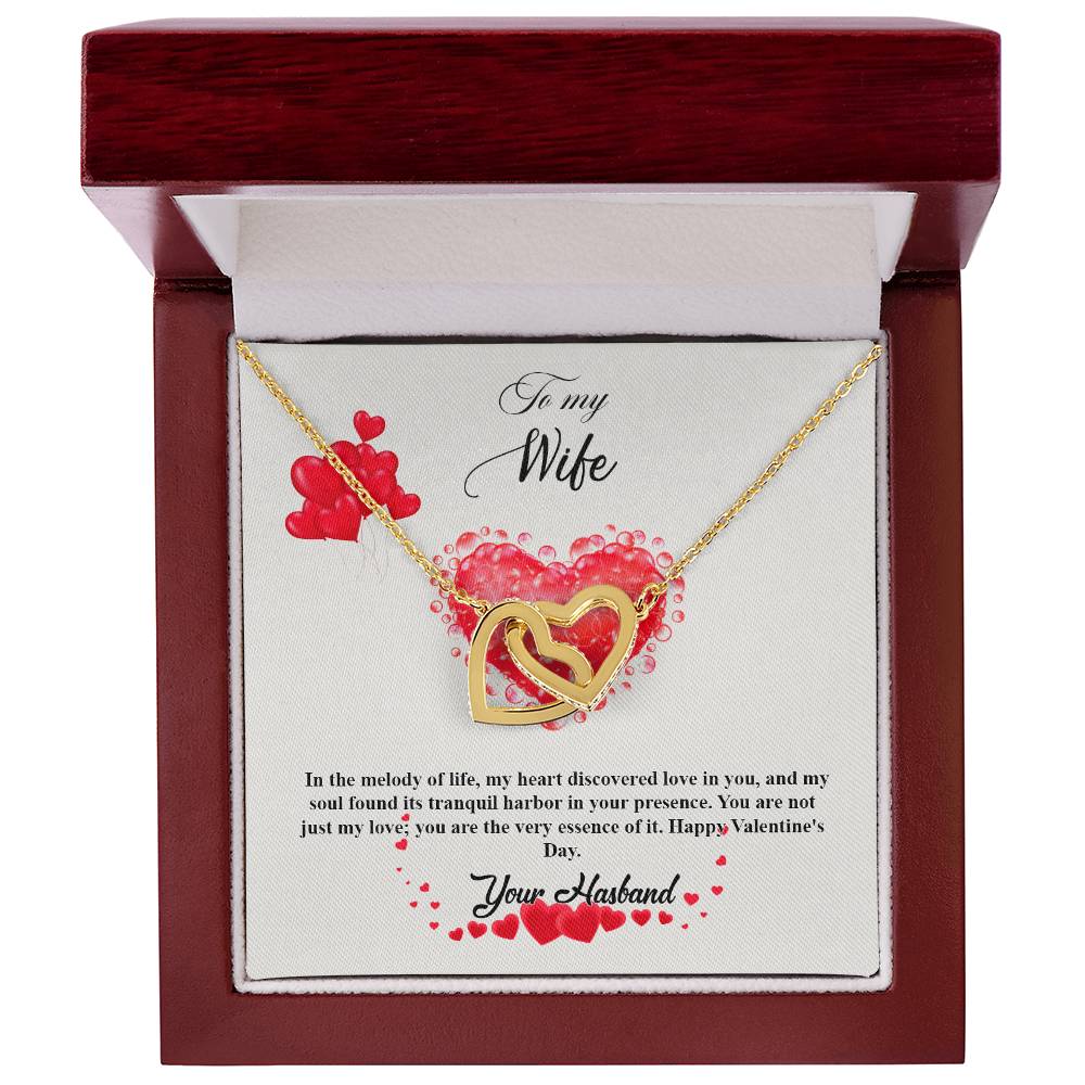 valentine-20a Interlocking Hearts Necklace, Gift to my Wife with Beautiful Message Card