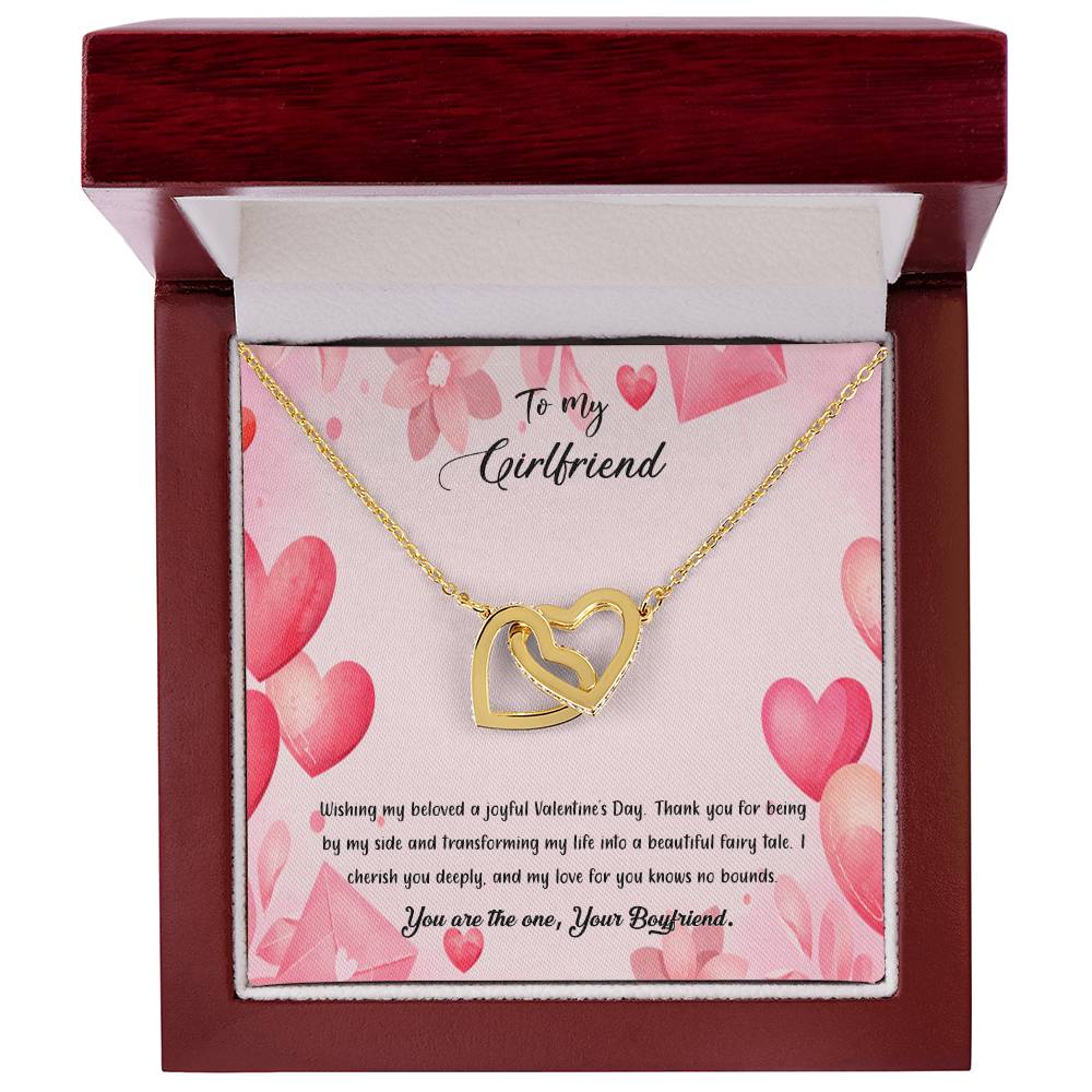 valentine-37c Interlocking Hearts Necklace, Gift to my Girlfriend with Beautiful Message Card