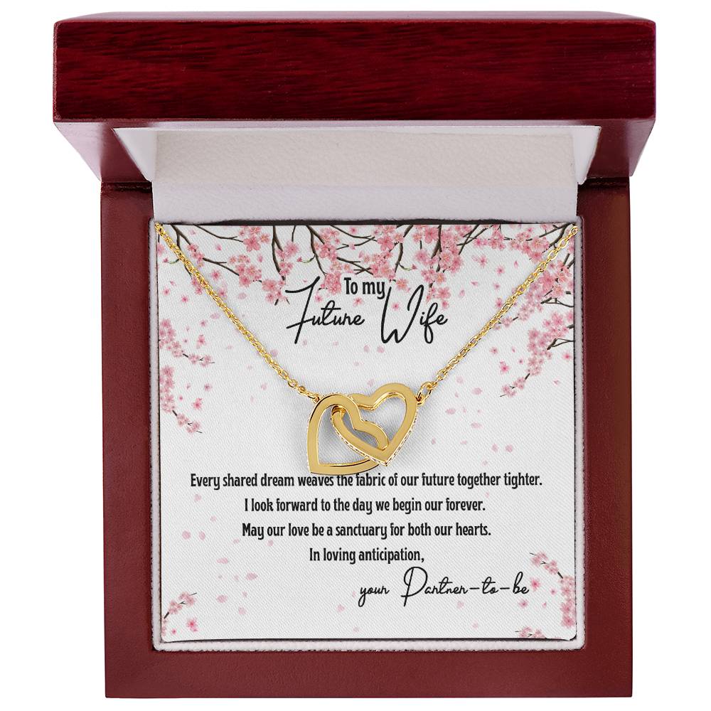 4040 b Interlocking Hearts Necklace, Gift to my Future Wife with Beautiful Message Card